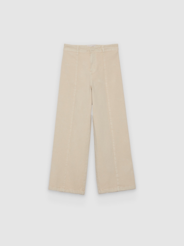  High-waisted culotte pants sand front view
