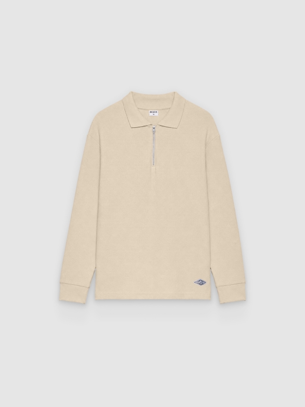  Polo oversize manga larga liso crudo vista frontal