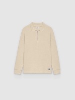 %Pto% Polo oversized de manga longa liso crua vista frontal