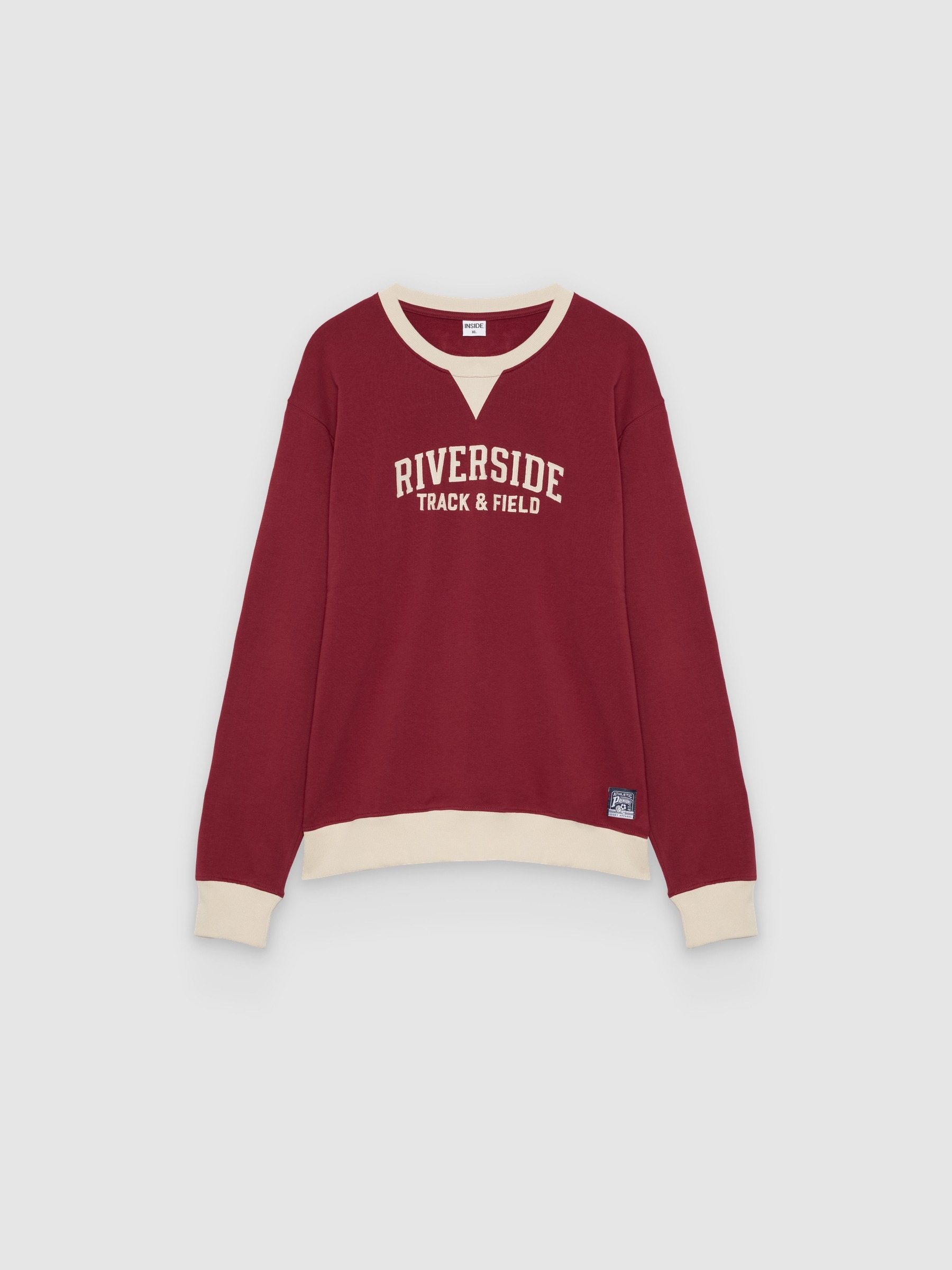 Oversized campus text sweatshirt garnet middle front view