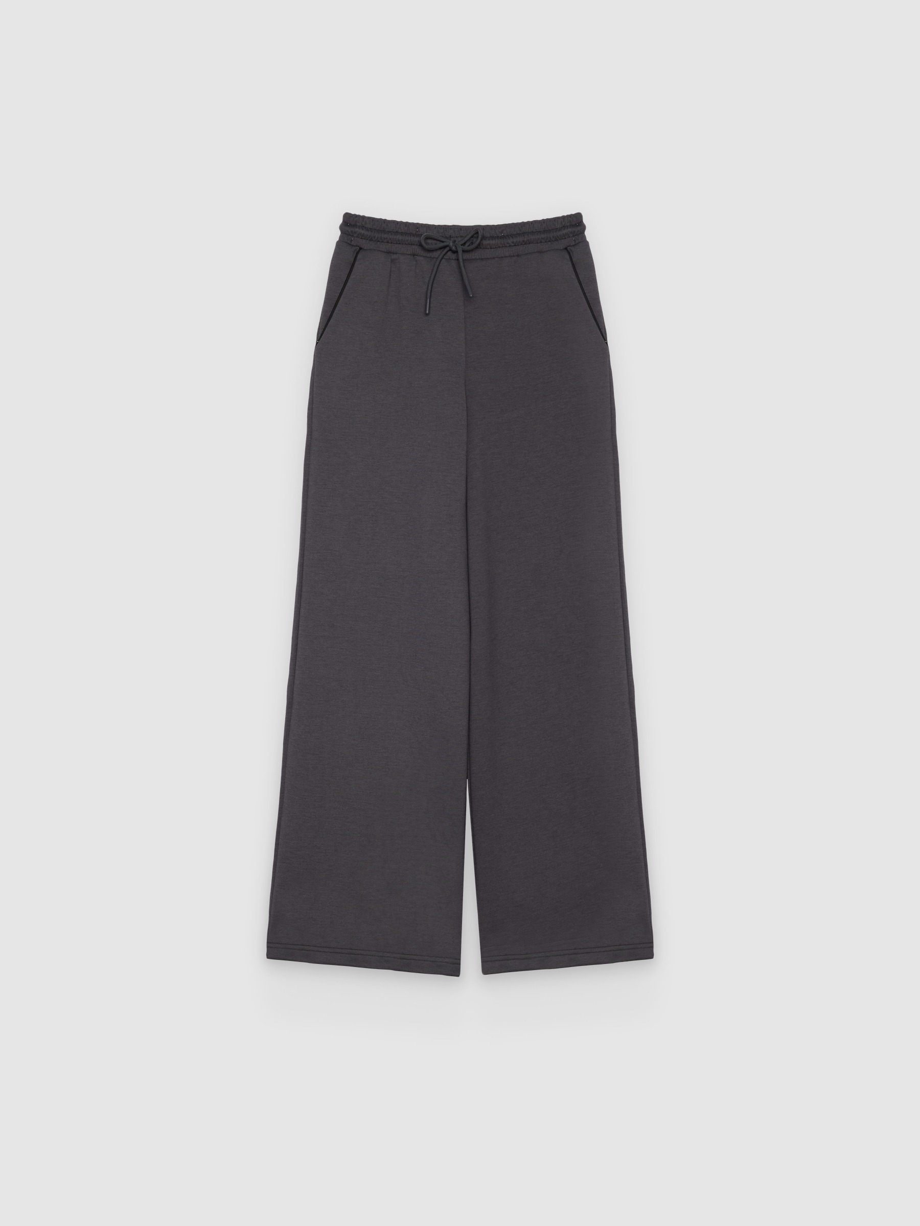 Soft wide-leg pants dark grey front view