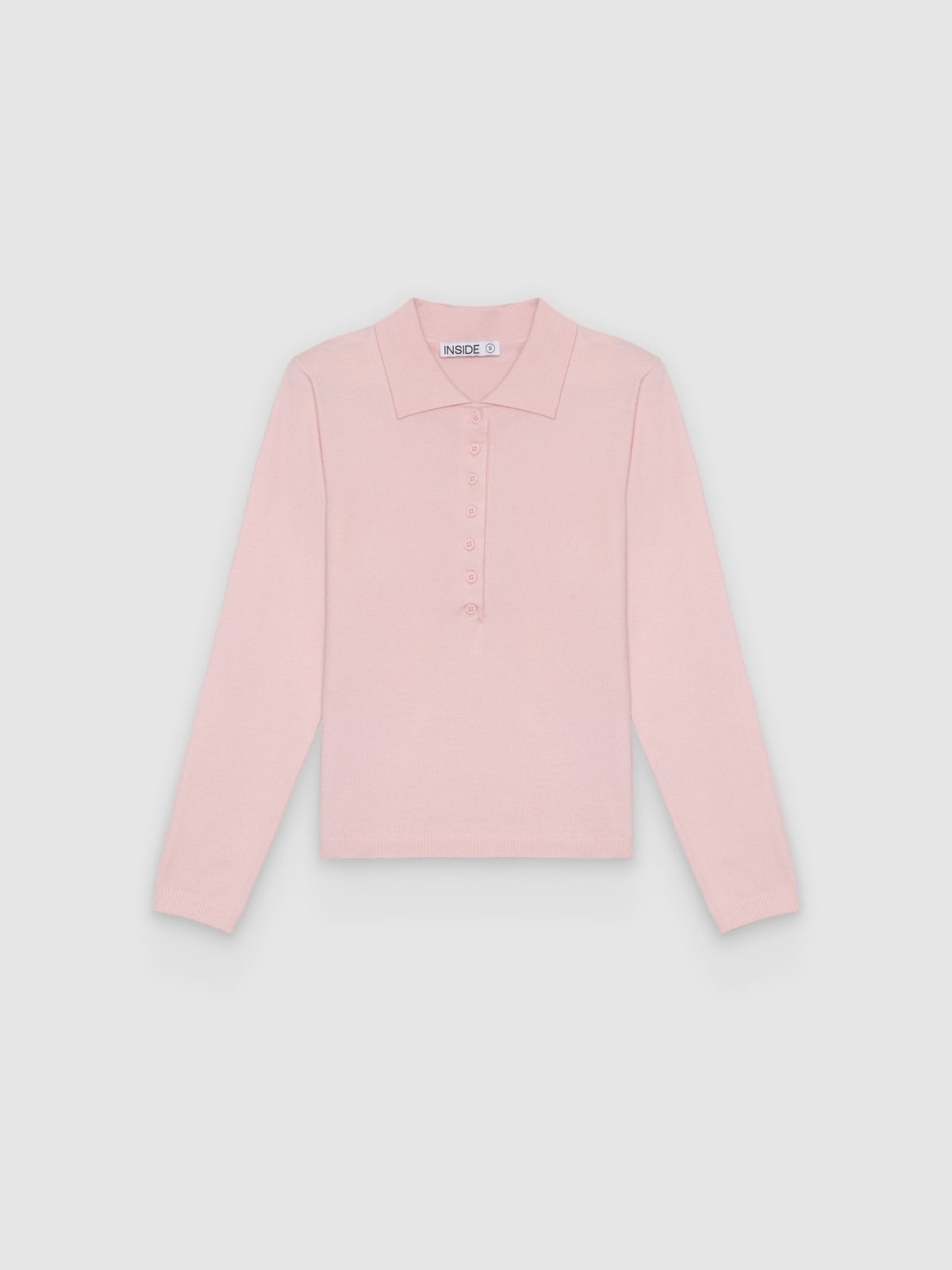 %Pto% Jersey polo tricotosa botones rosa claro vista frontal