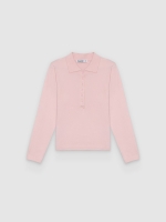 %Pto% Knitted polo sweater with buttons light pink front view