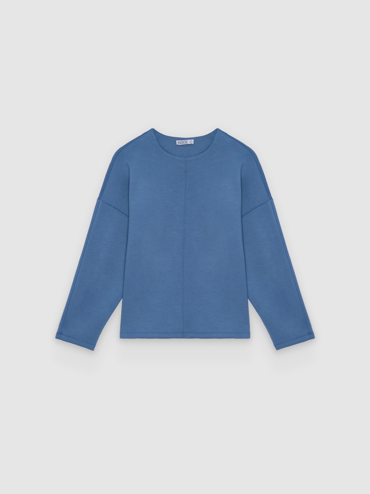 %Pto% Sudadera felpa cuadrada lisa azul acero vista frontal