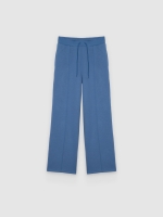 %Pto% Wide-leg fleece pants steel blue front view