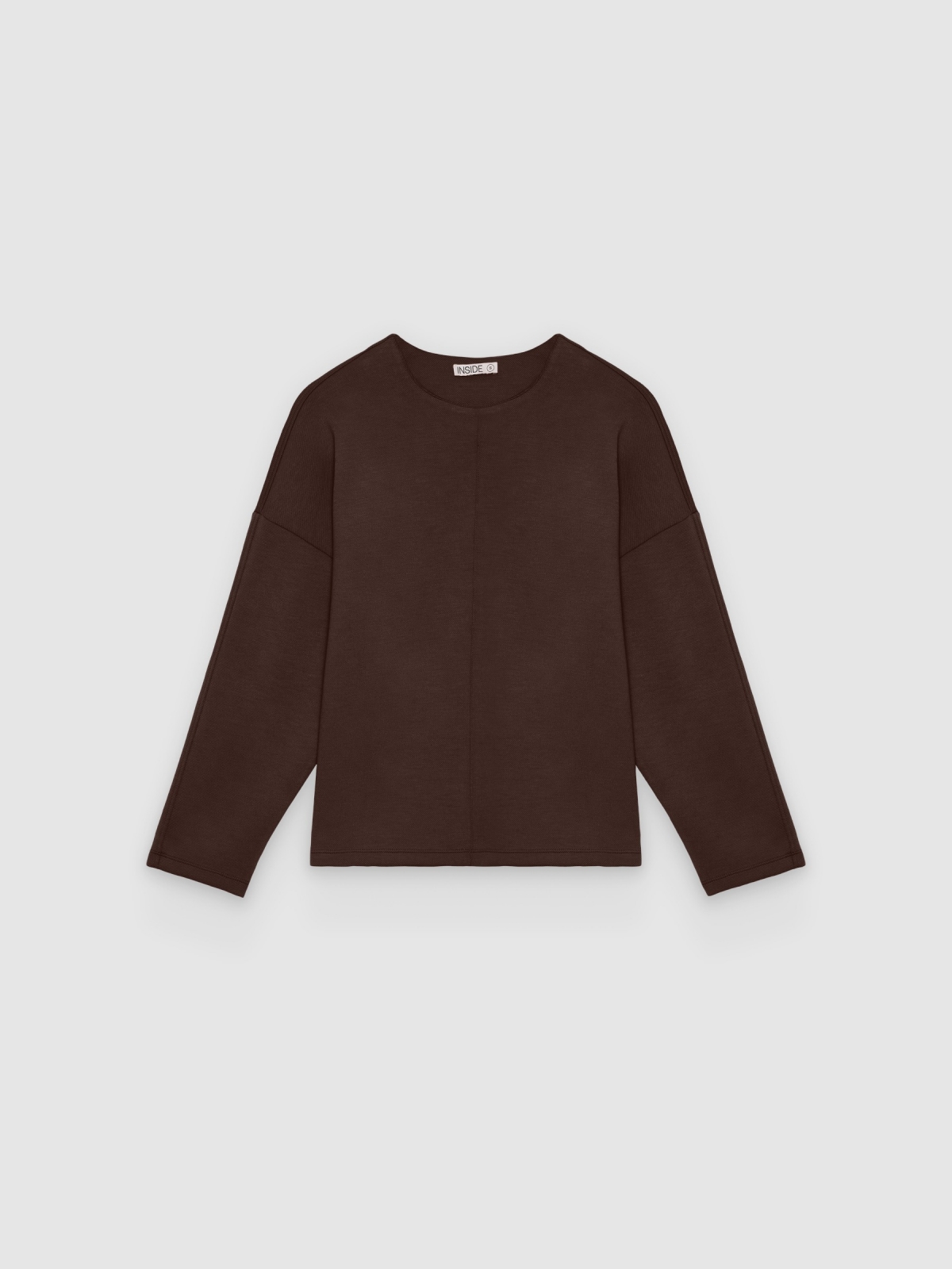 %Pto% Sudadera felpa cuadrada lisa chocolate vista frontal