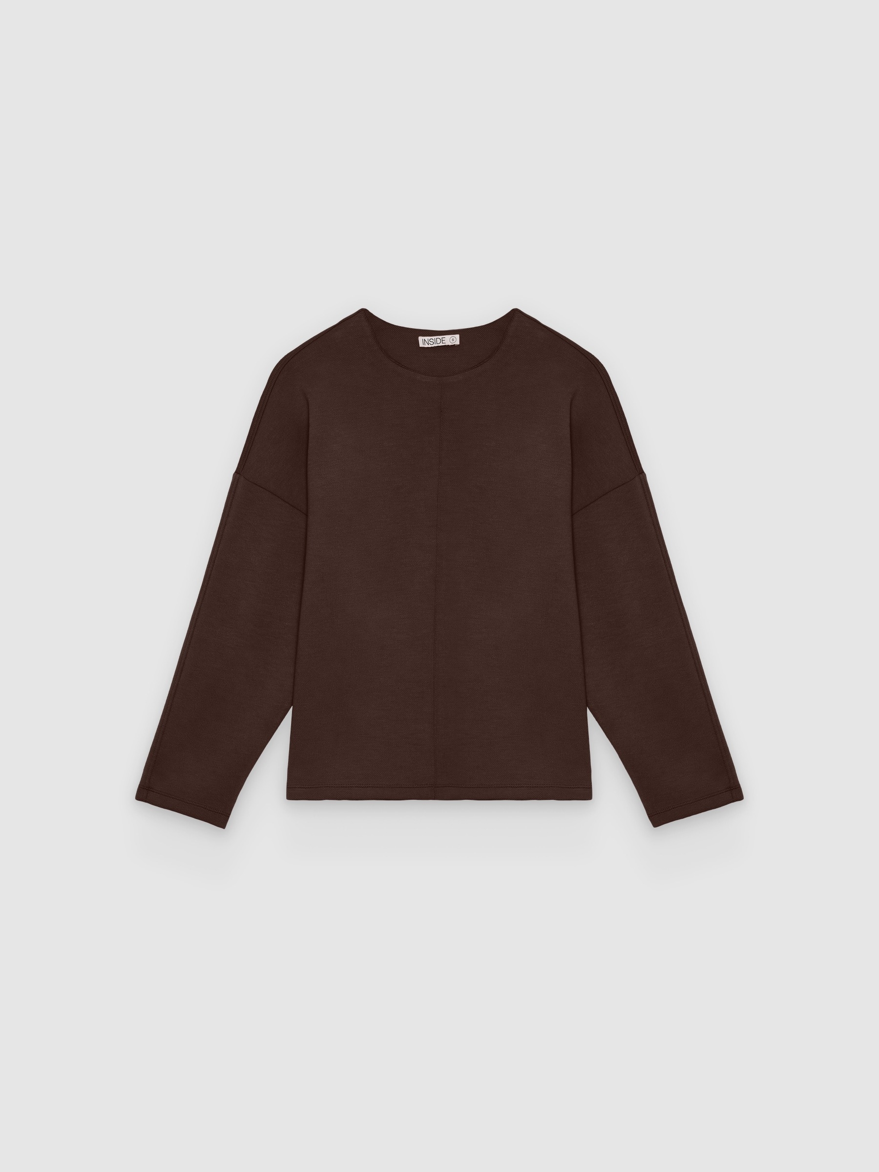 Plain square fleece sweatshirt chocolate middle front view