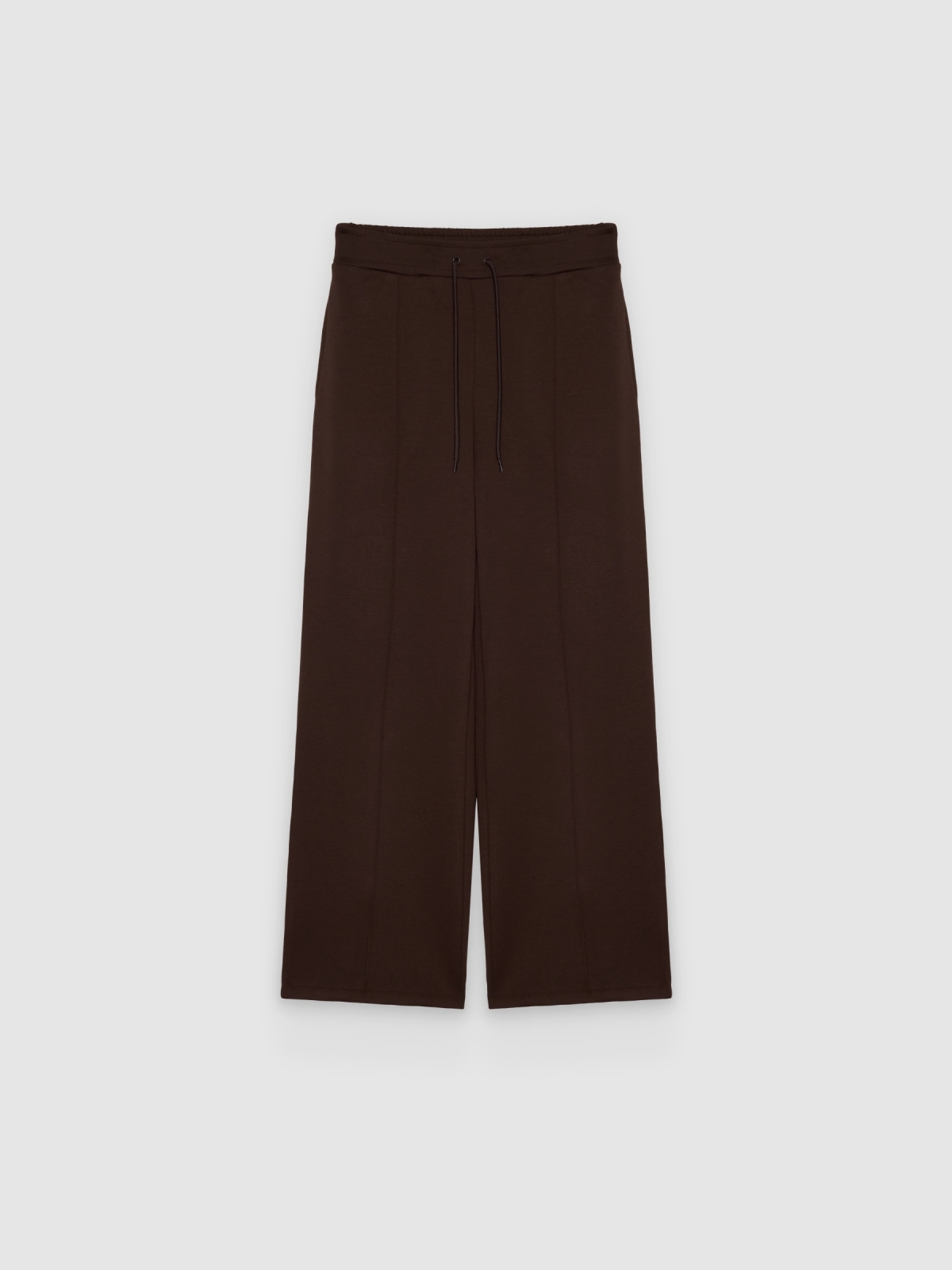 %Pto% Wide-leg fleece pants chocolate front view