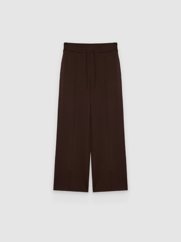  Wide-leg fleece pants chocolate front view