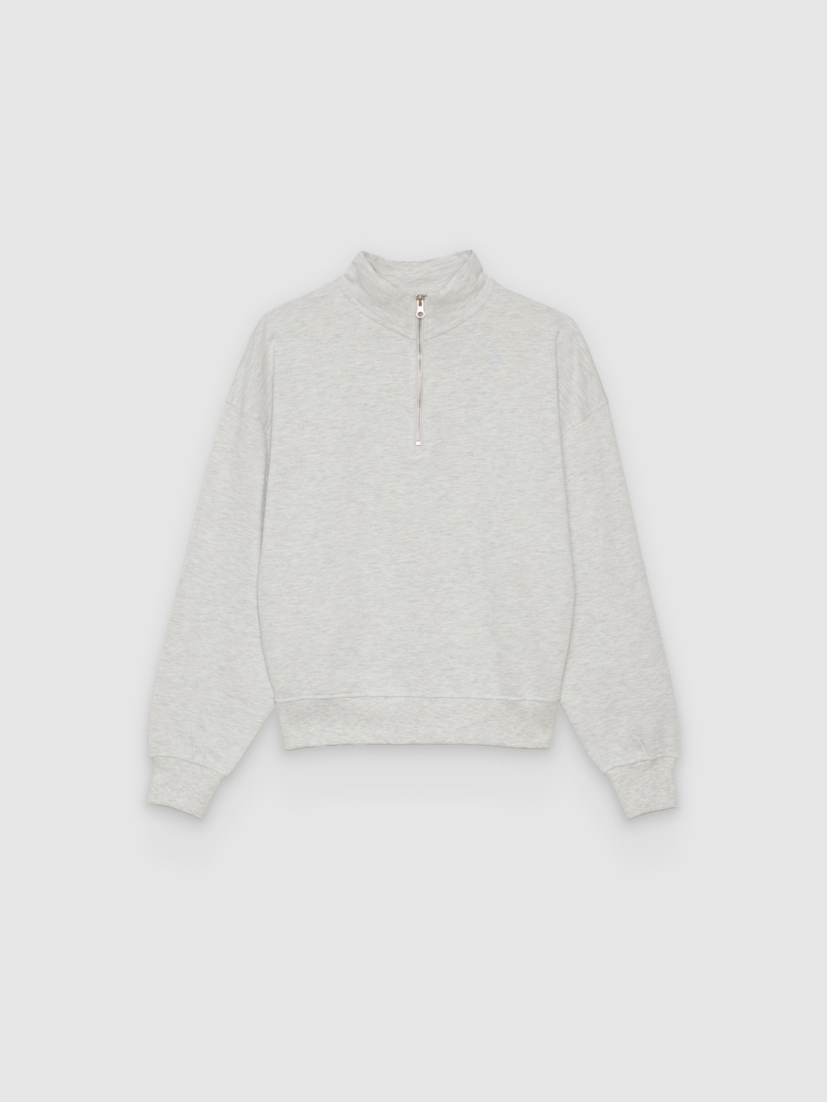 %Pto% Basic mock-neck sweatshirt with zipper light melange front view