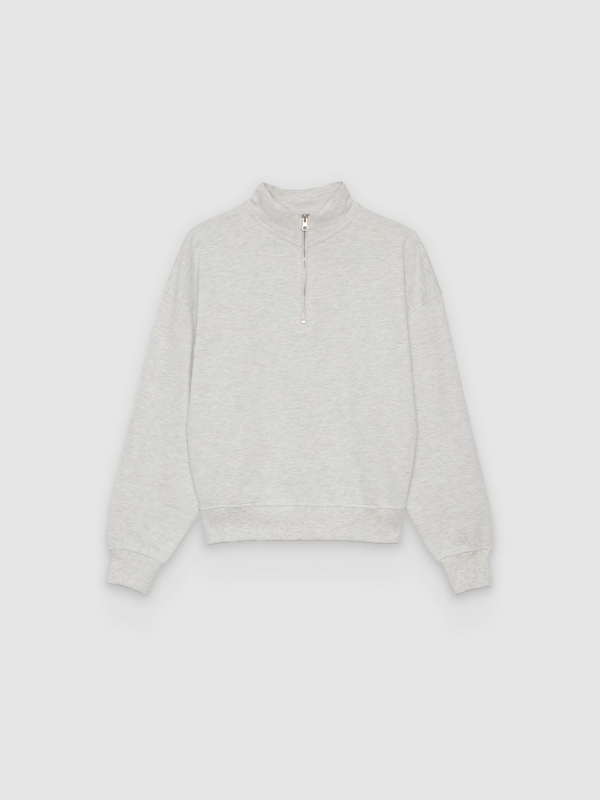  Sudadera básica perkins con cremallera melange claro vista frontal