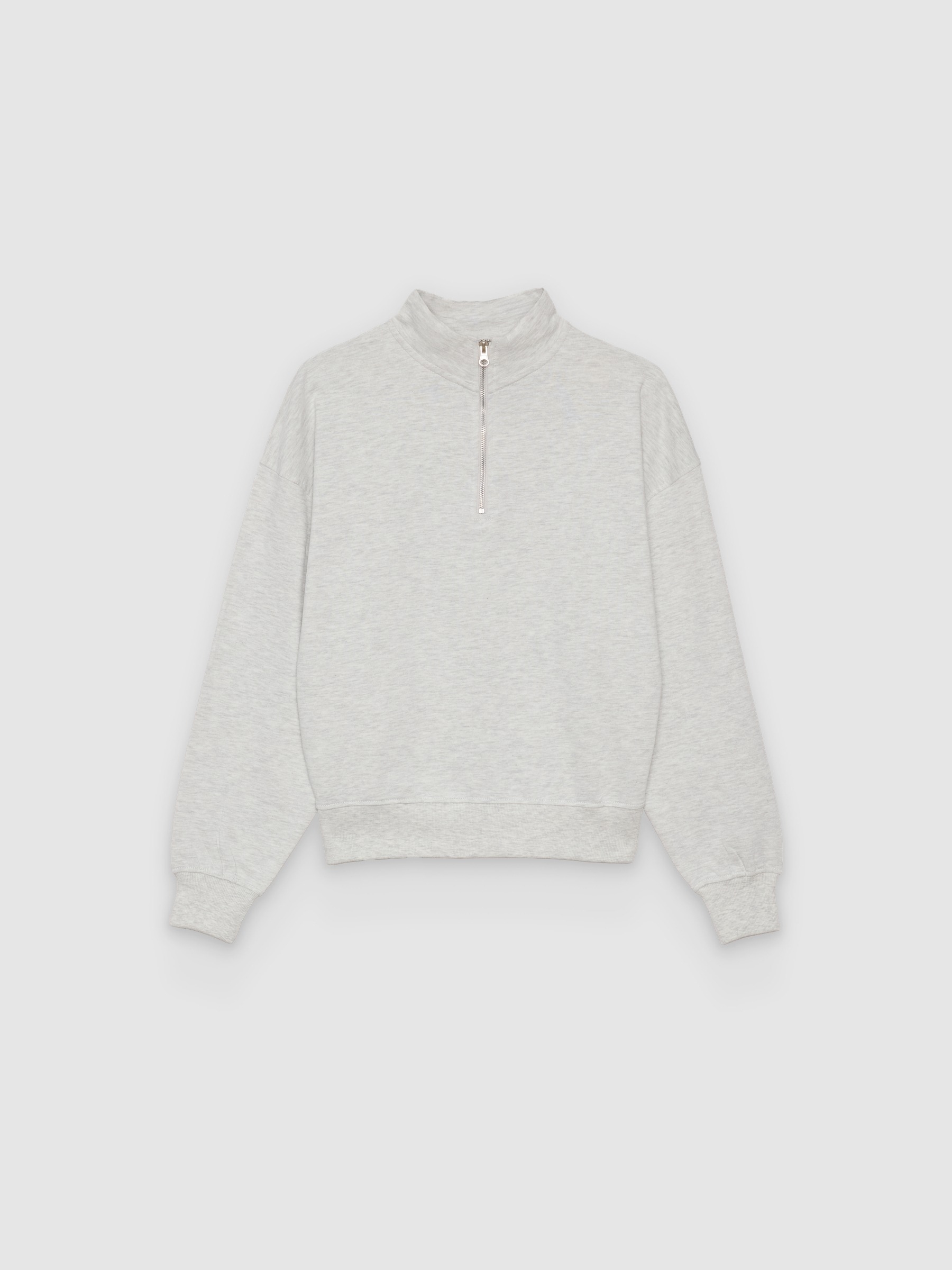  Basic mock-neck sweatshirt with zipper light melange front view