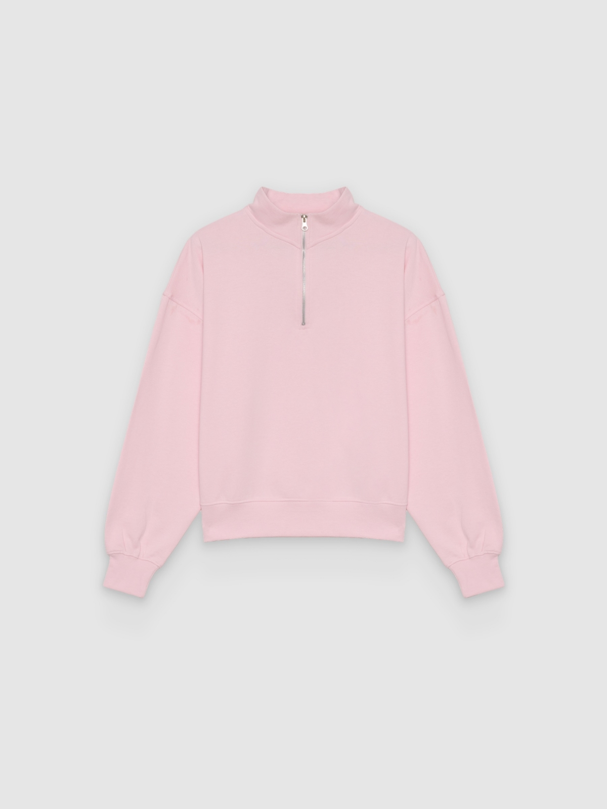 %Pto% Basic mock-neck sweatshirt with zipper light pink front view