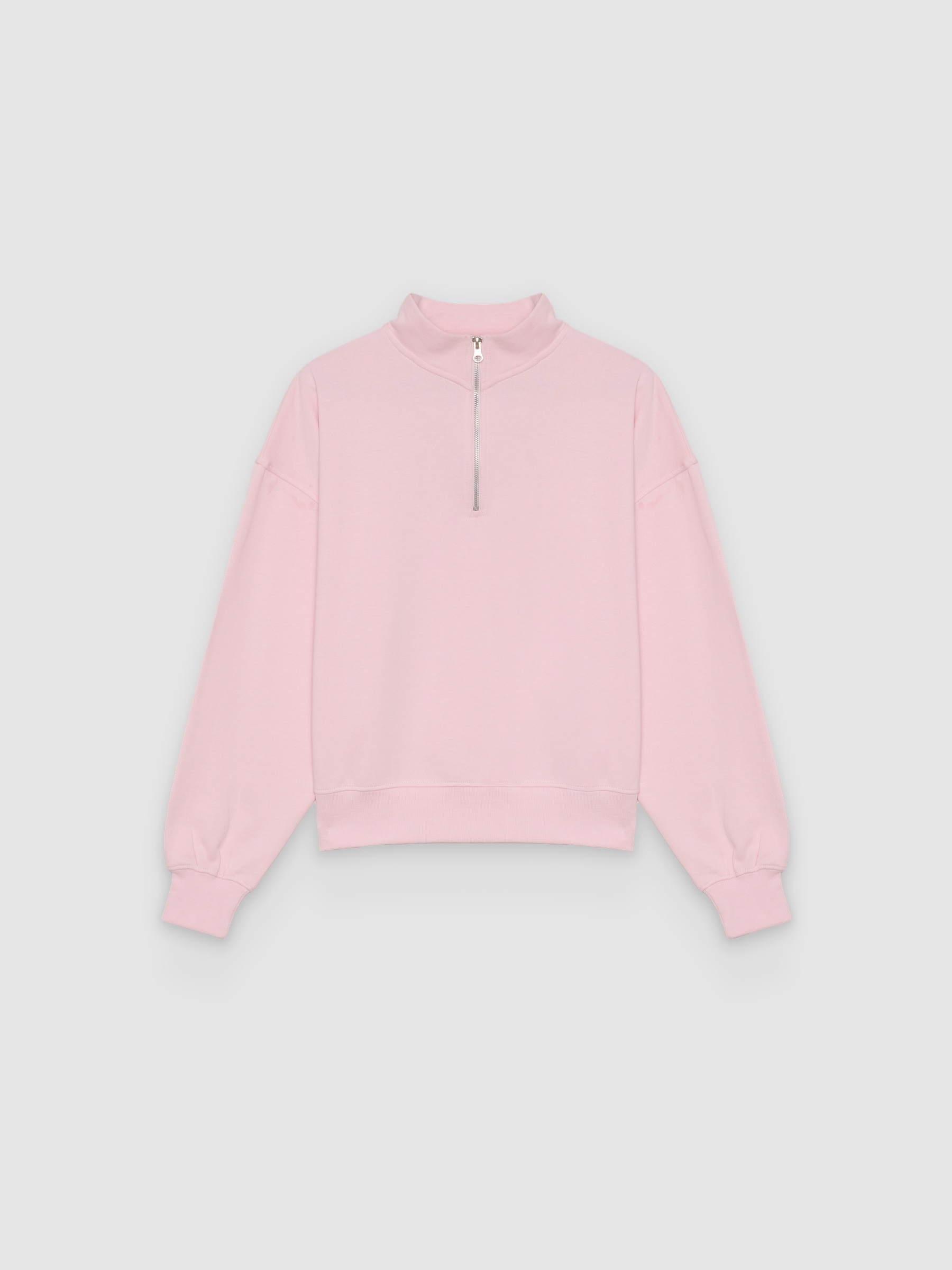  Sudadera básica perkins con cremallera rosa claro vista frontal