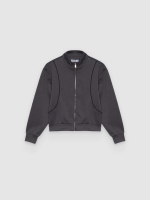 %Pto% Soft zip-up jacket with high collar dark grey front view