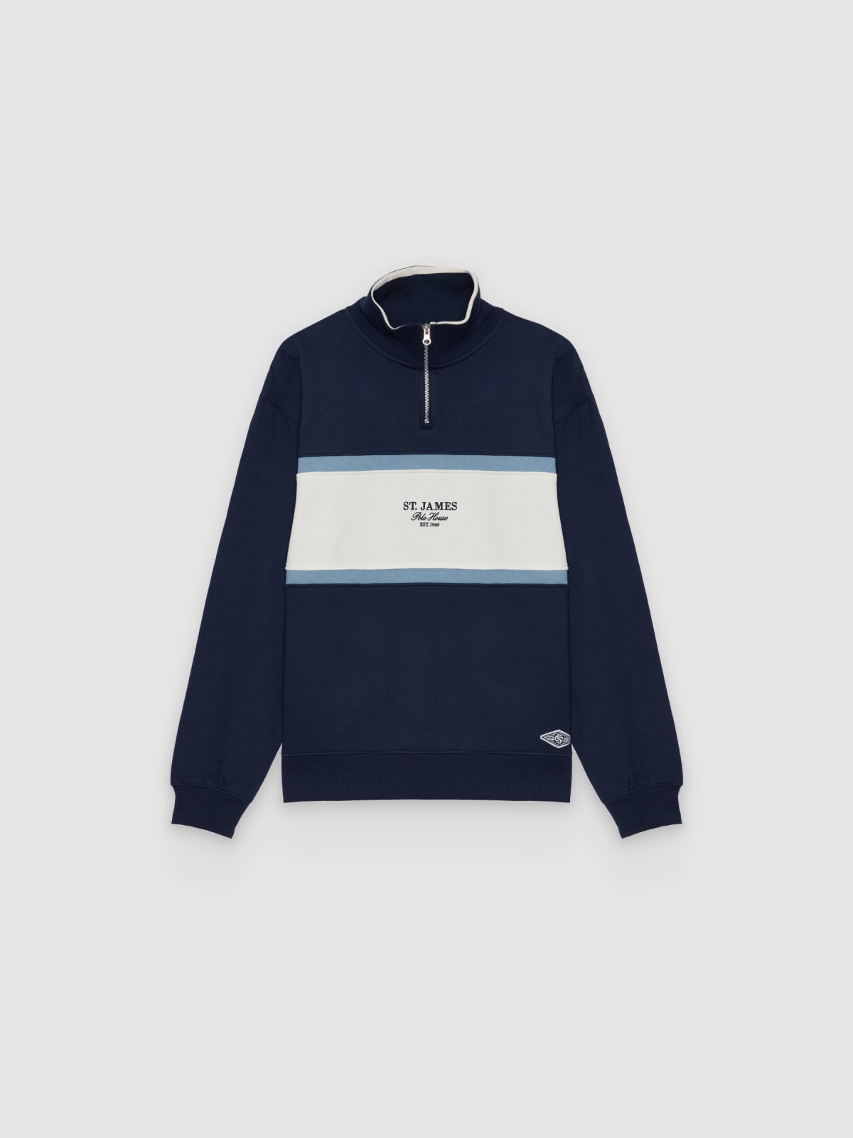 %Pto% Sudadera color block oversized azul marino vista frontal