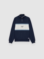 %Pto% Oversized color block sweatshirt navy front view