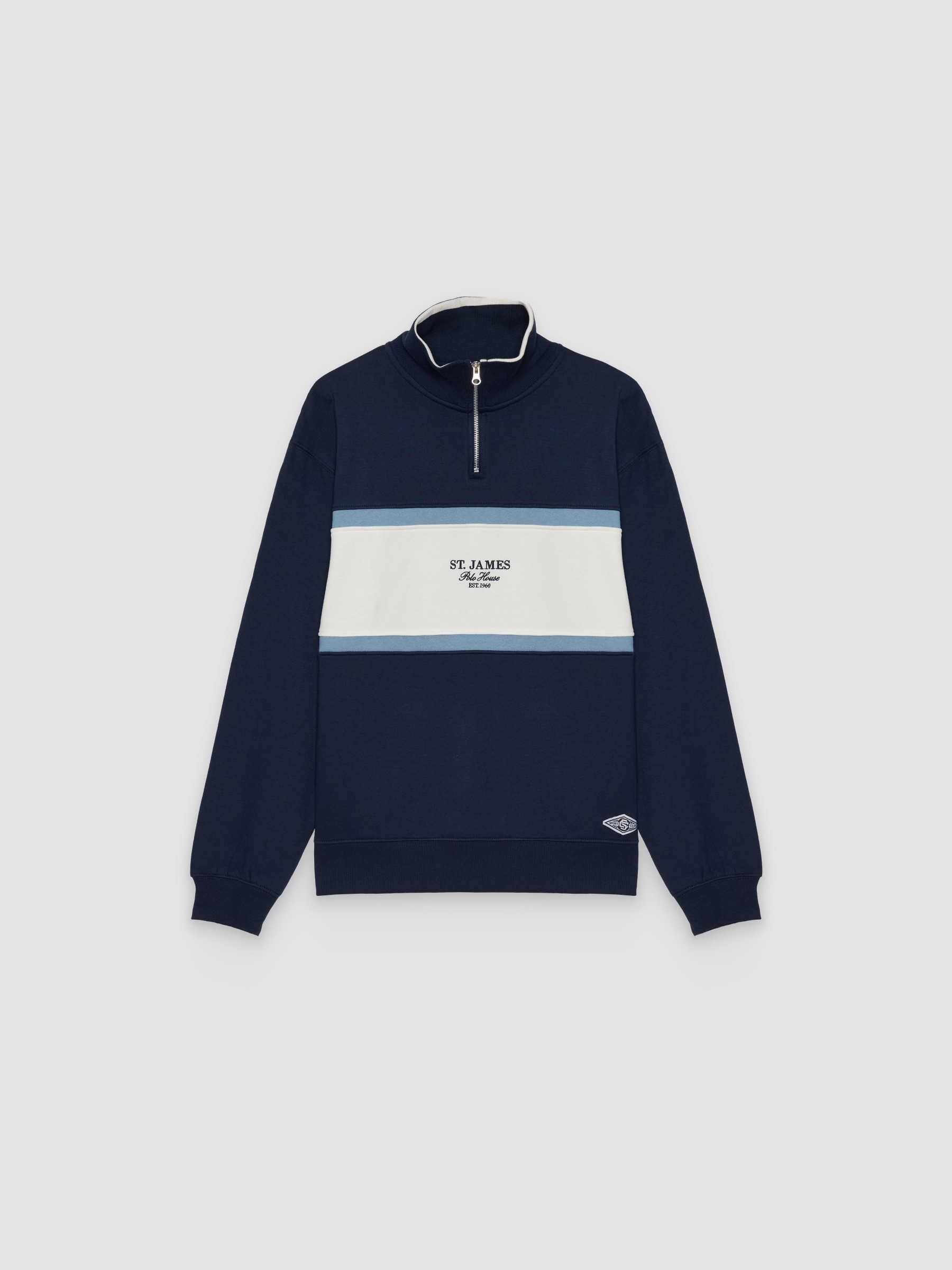 Oversized color block sweatshirt navy middle front view