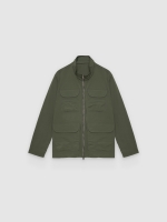 %Pto% Multi-pocket nylon jacket khaki front view