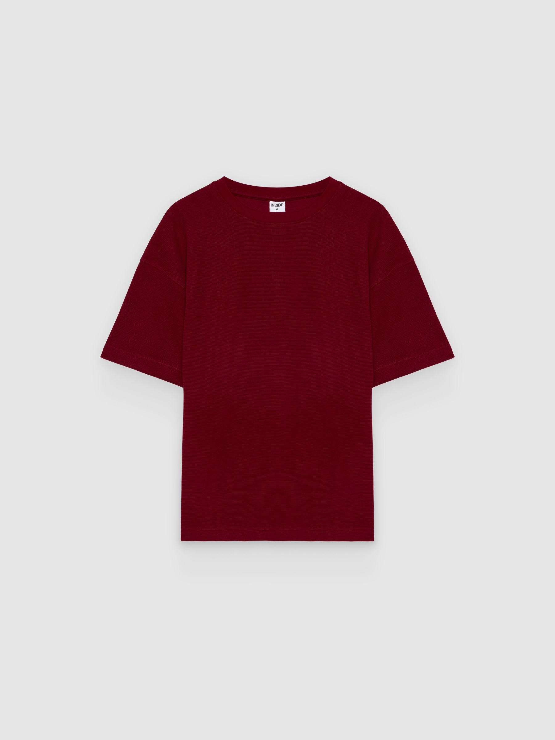 Camiseta lisa cuello redondo granate vista media frontal