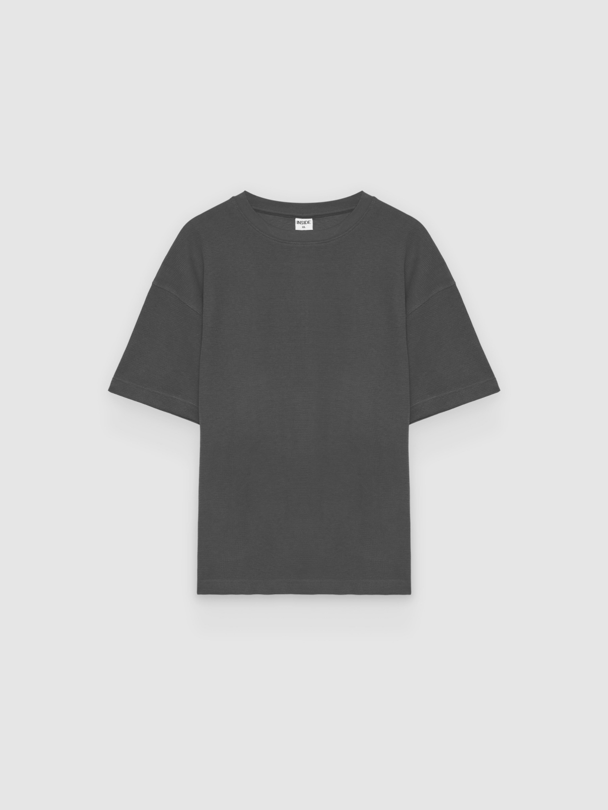 %Pto% Camiseta lisa cuello redondo gris medio vista frontal