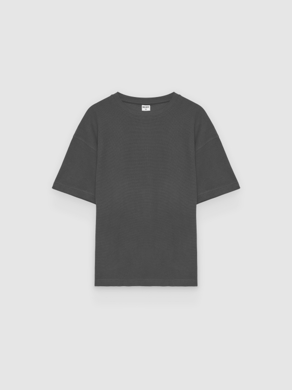  Camiseta lisa cuello redondo gris medio vista frontal