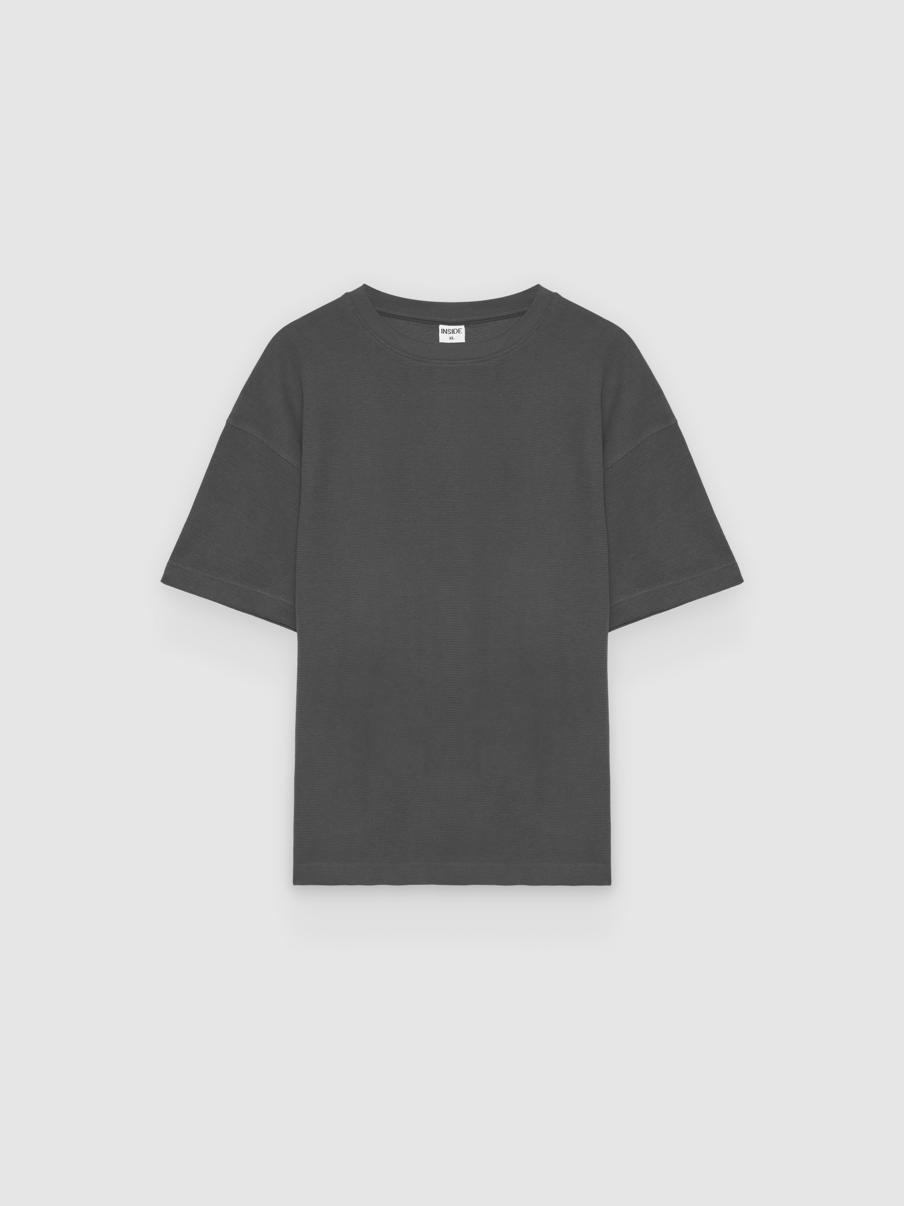 Camiseta lisa cuello redondo gris medio vista media frontal