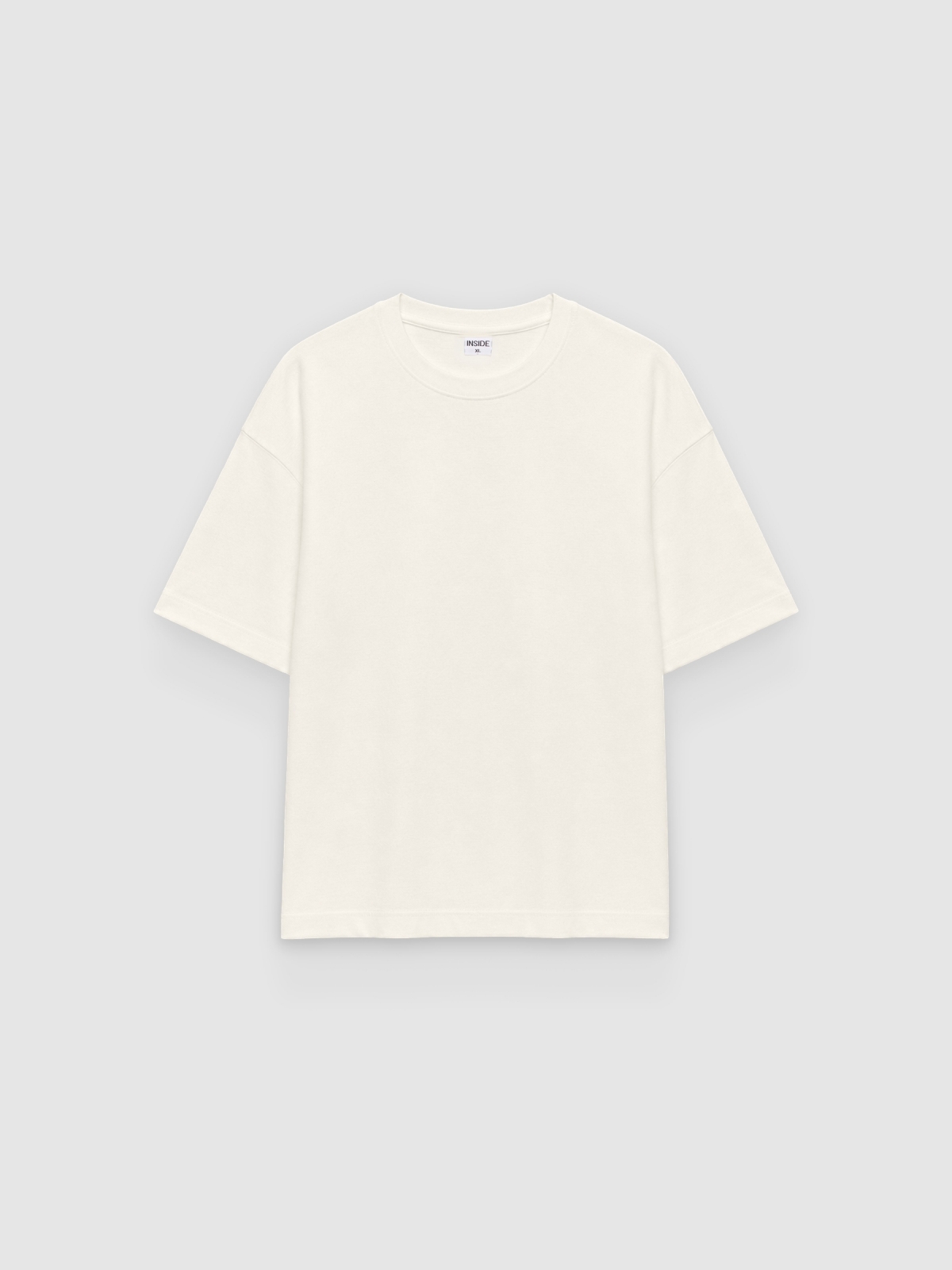 %Pto% Camiseta lisa cuello redondo crudo vista frontal