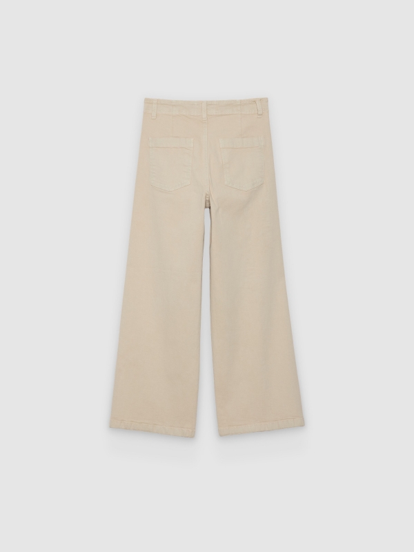 High-waisted culotte pants sand back view