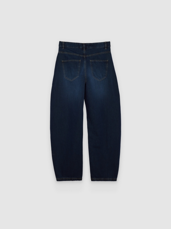  Jeans barrel high rise dark blue front view