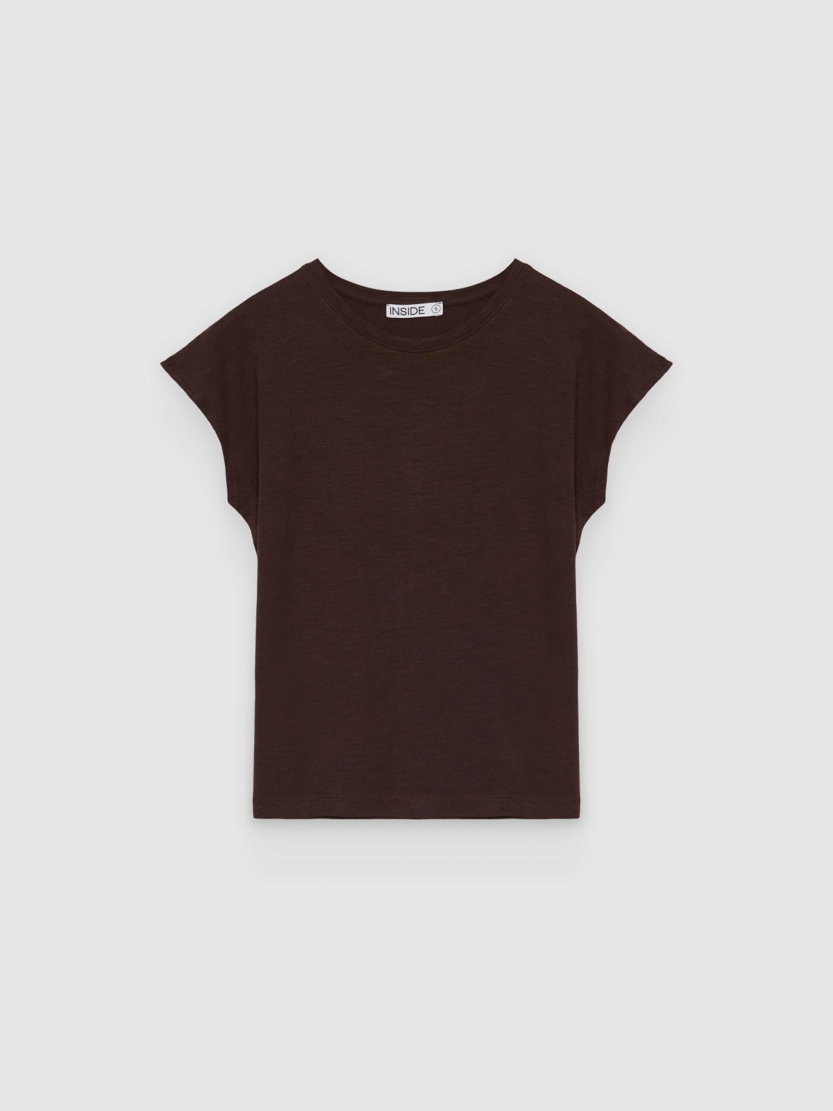 %Pto% Basic linen T-shirt chocolate front view