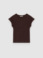 %Pto% Basic linen T-shirt chocolate front view