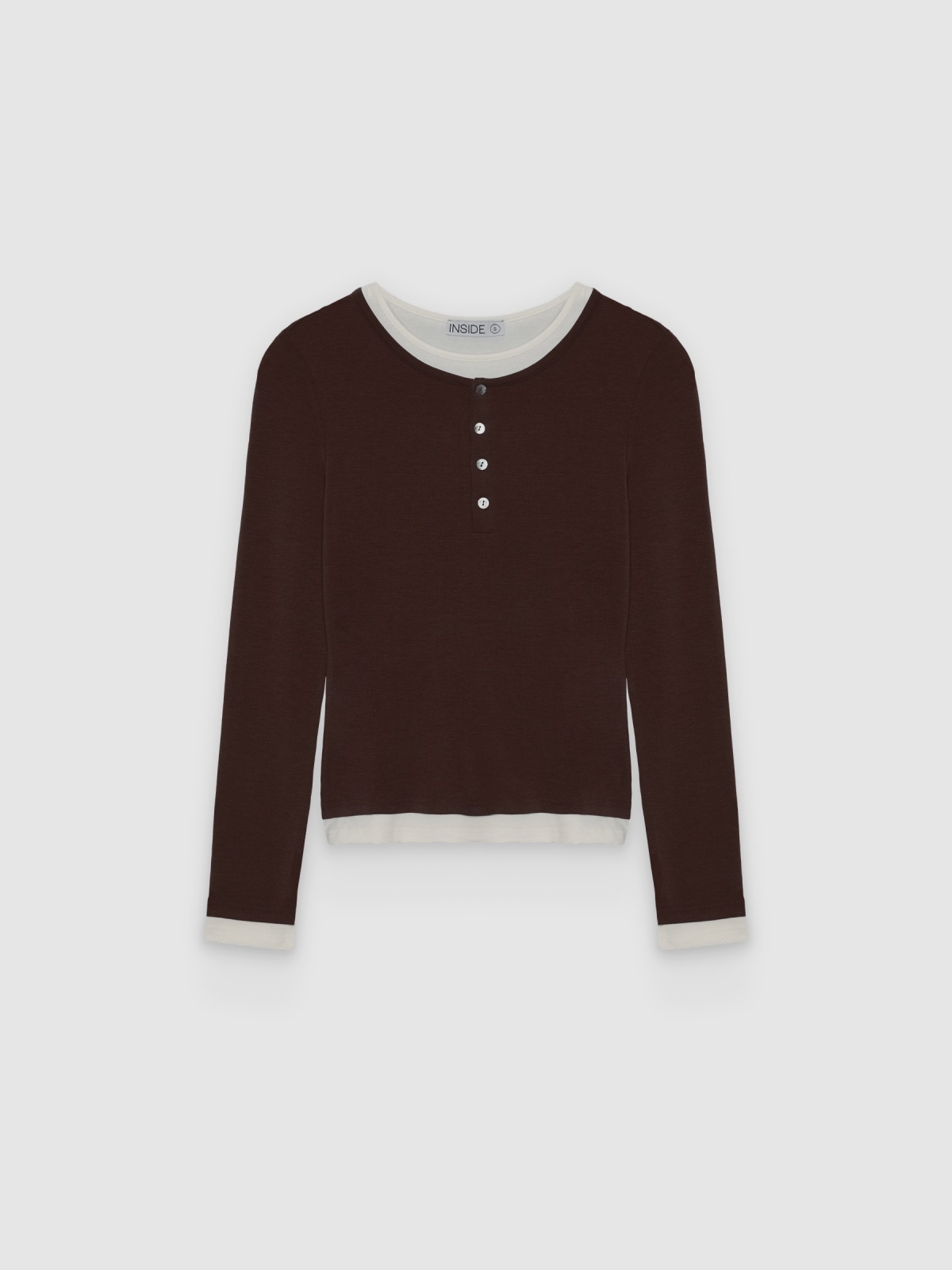 %Pto% Double-button T-shirt chocolate front view