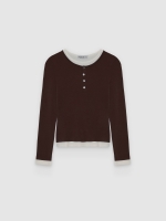 %Pto% Double-button T-shirt chocolate front view