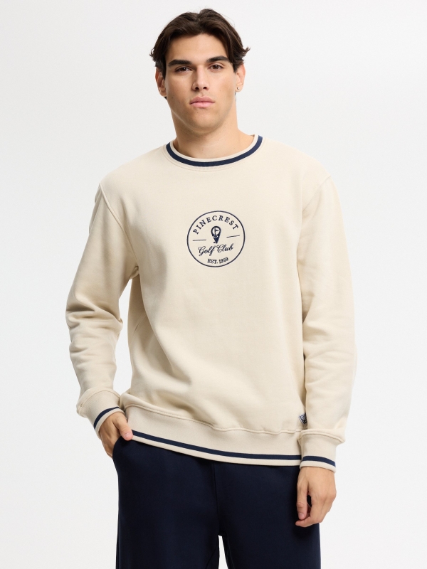 Embroidered oversized golf club sweatshirt raw middle front view