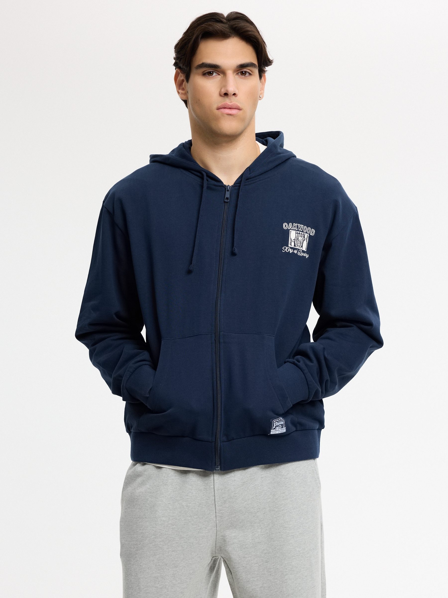 Campus hoodie navy middle front view