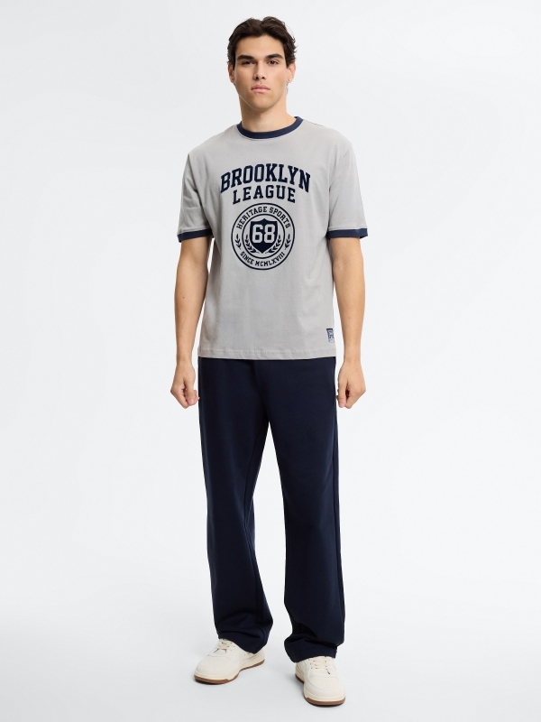 High-rise regular fleece joggers navy front view
