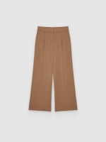 %Pto% Double-pleat palazzo pants brown front view