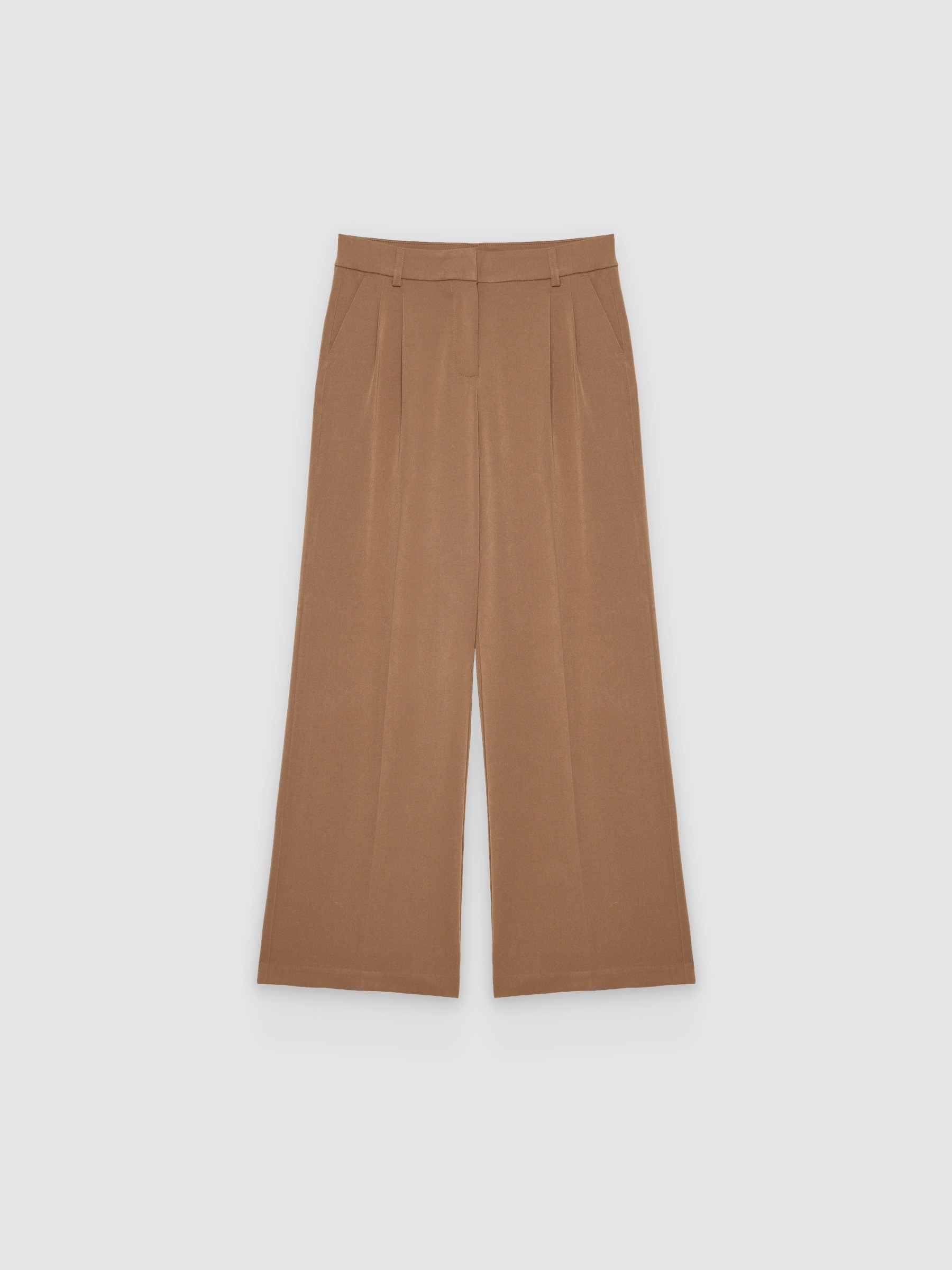  Calça palazzo com duas pregas marrom vista frontal