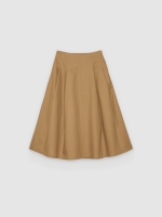 %Pto% Falda midi de vuelo algodón ocre vista frontal