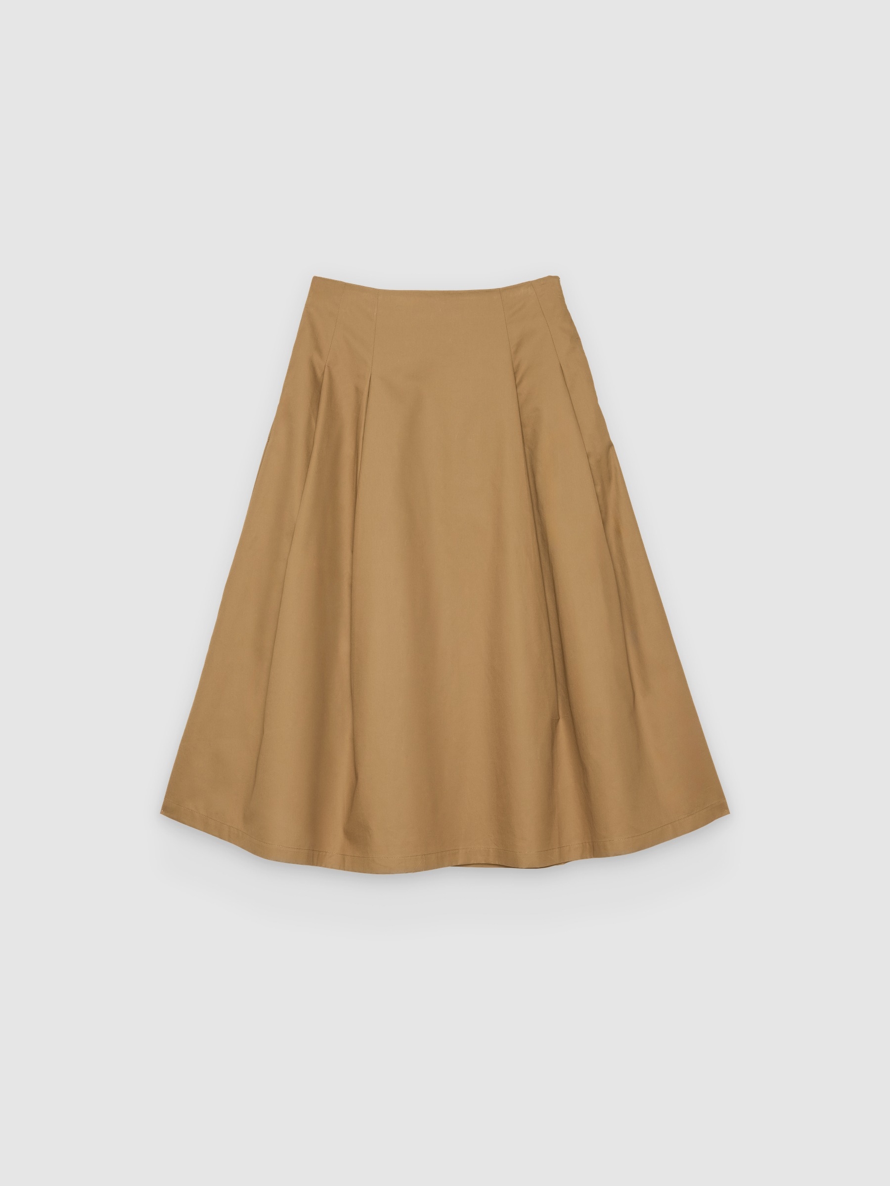 Midi flared cotton skirt ochre front view