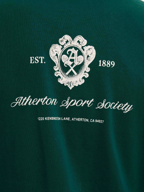 Sudadera abierta capucha felpa texto verde oscuro vista detalle