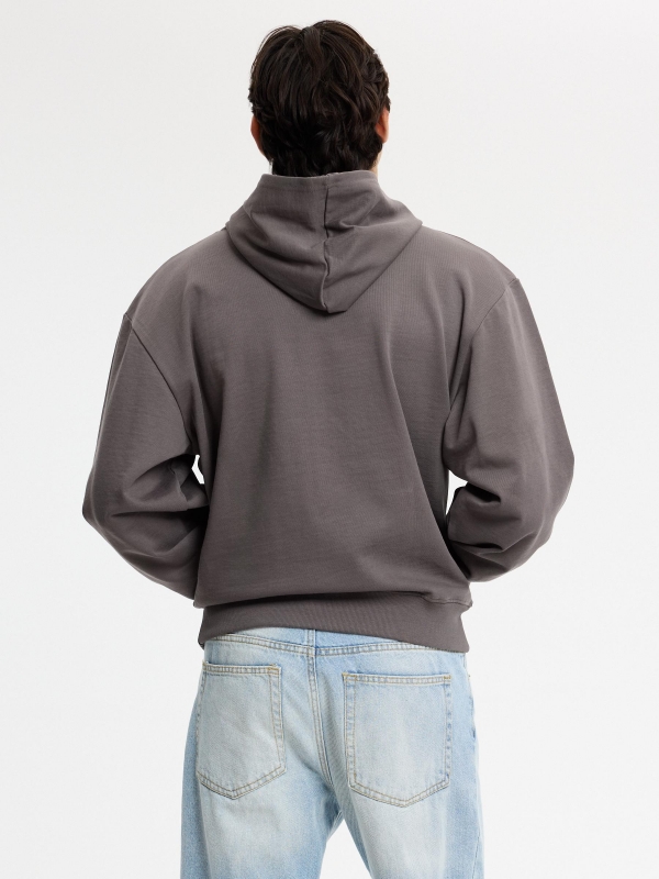 Basic regular hoodie medium grey middle back view