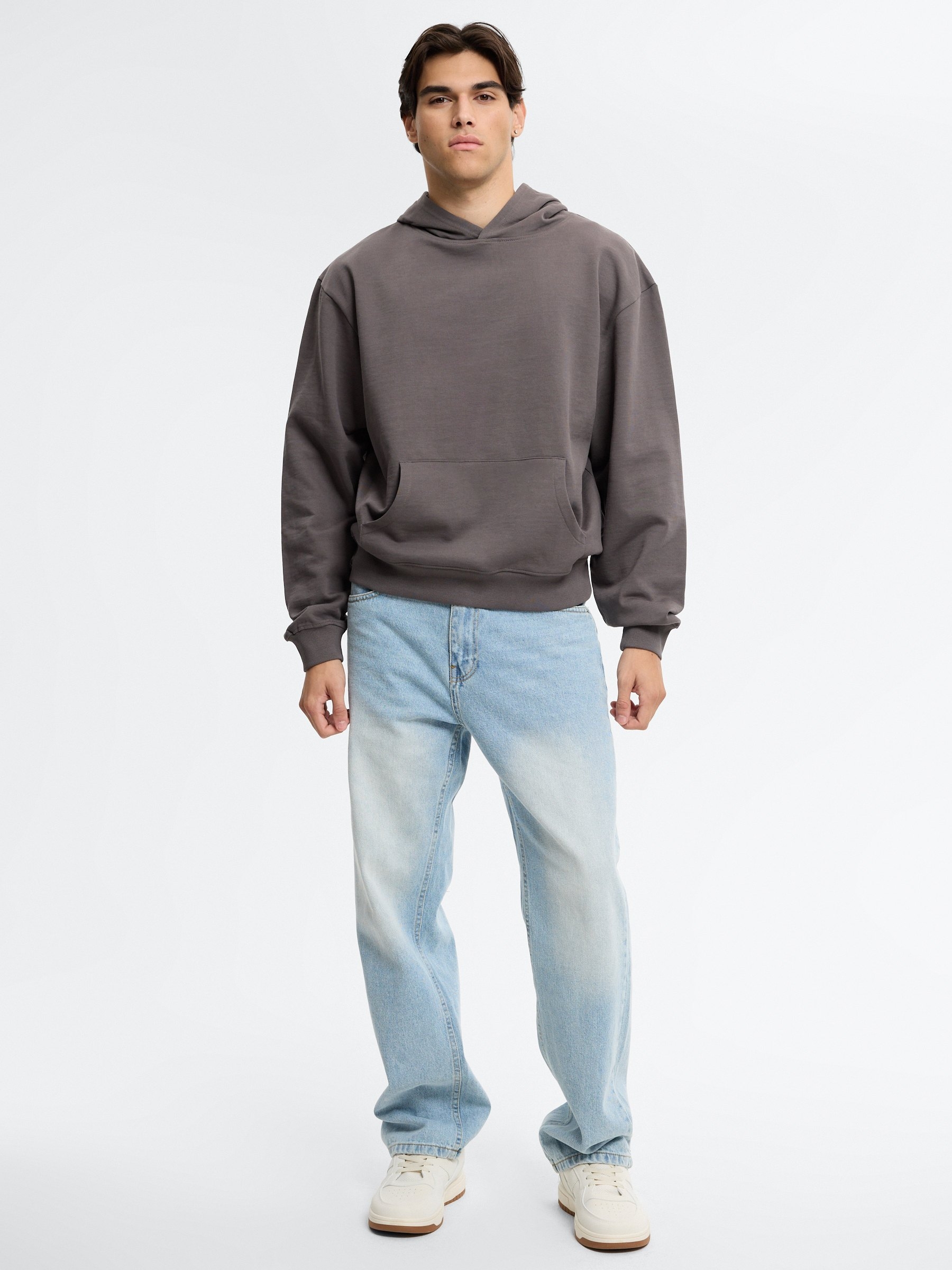 Basic regular hoodie medium grey middle front view