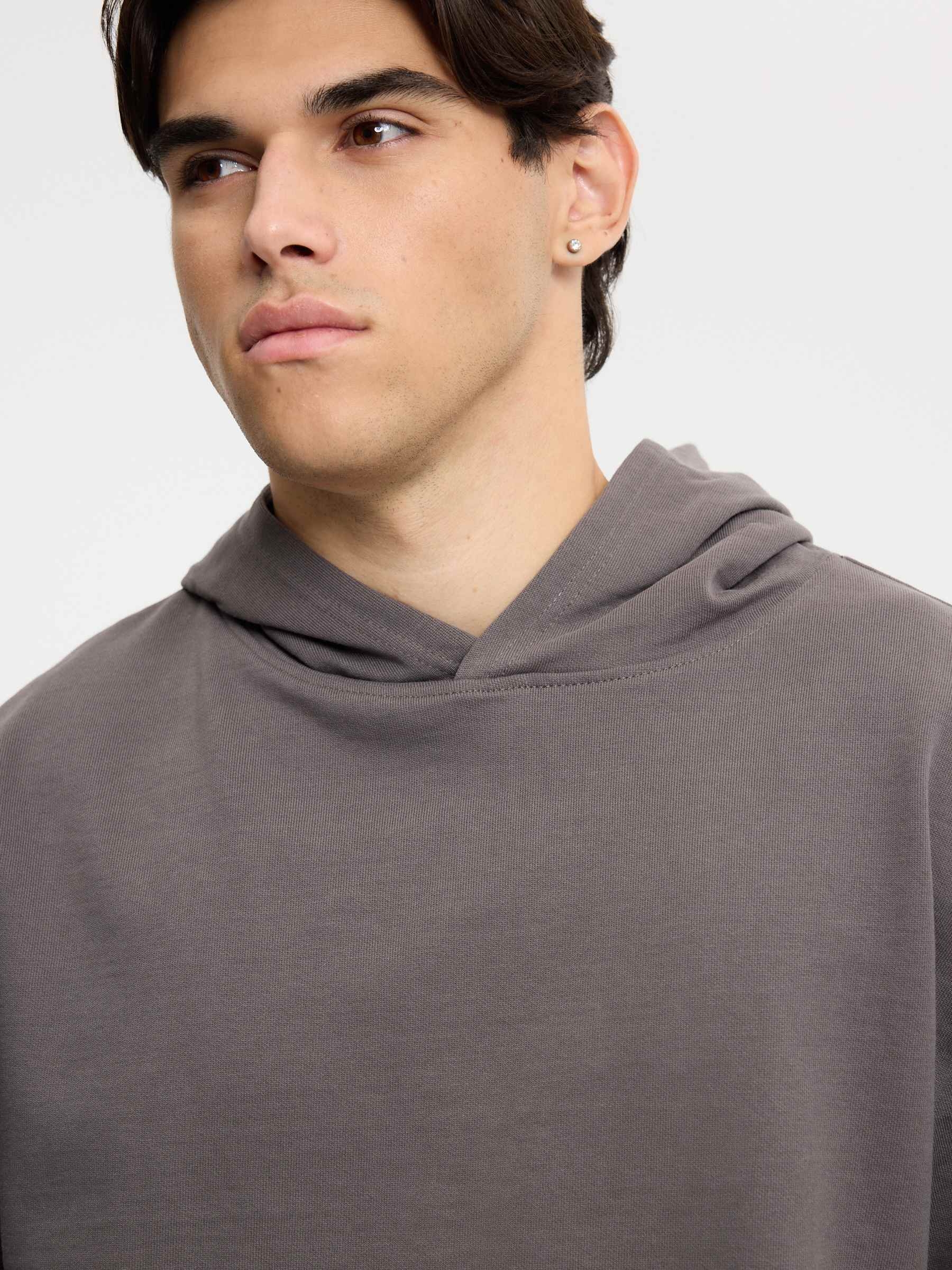 Basic regular hoodie medium grey middle front view
