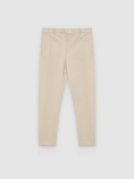 %Pto% High-waisted slim-fit chinos beige front view