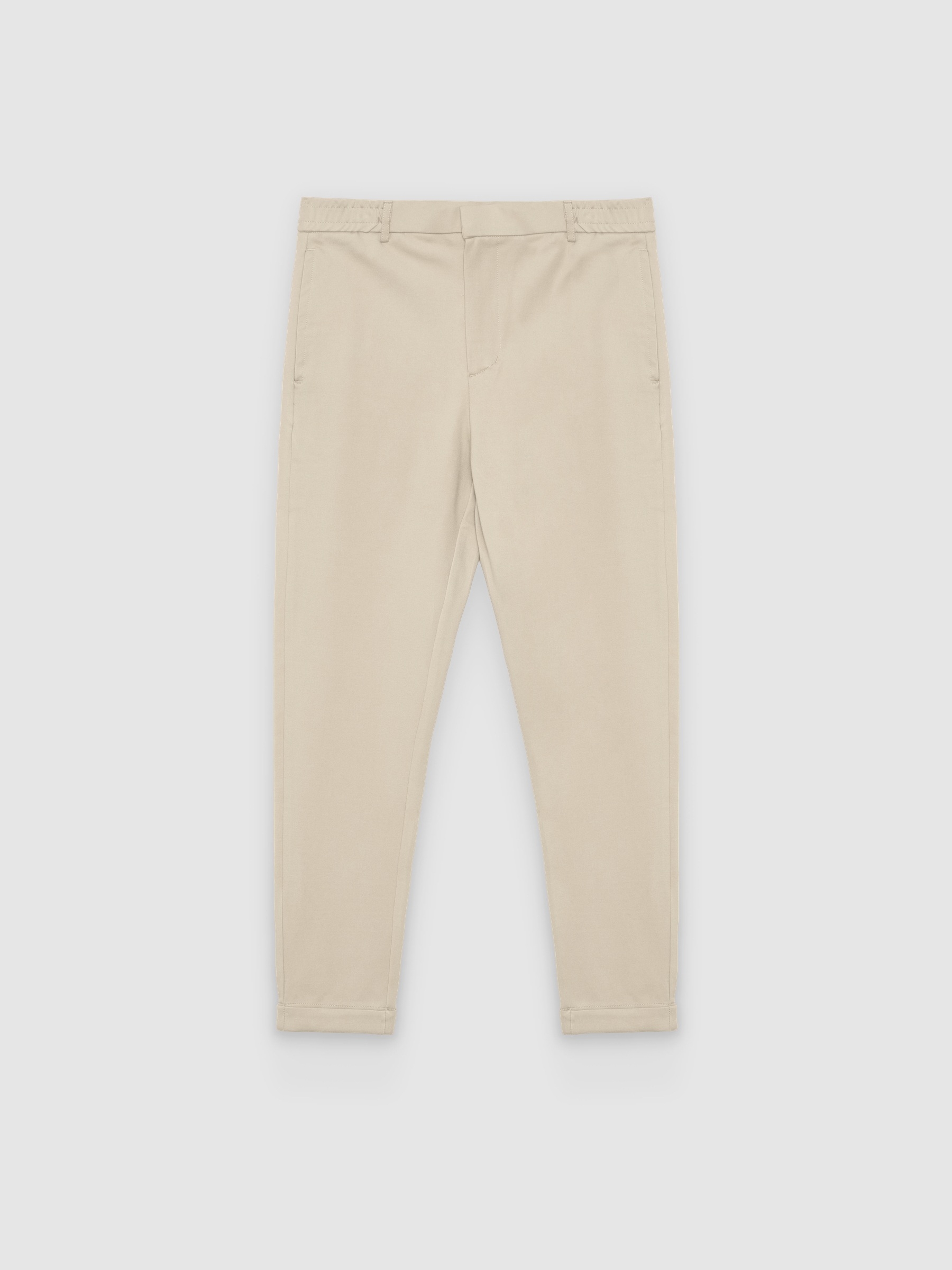  High-waisted slim-fit chinos beige front view