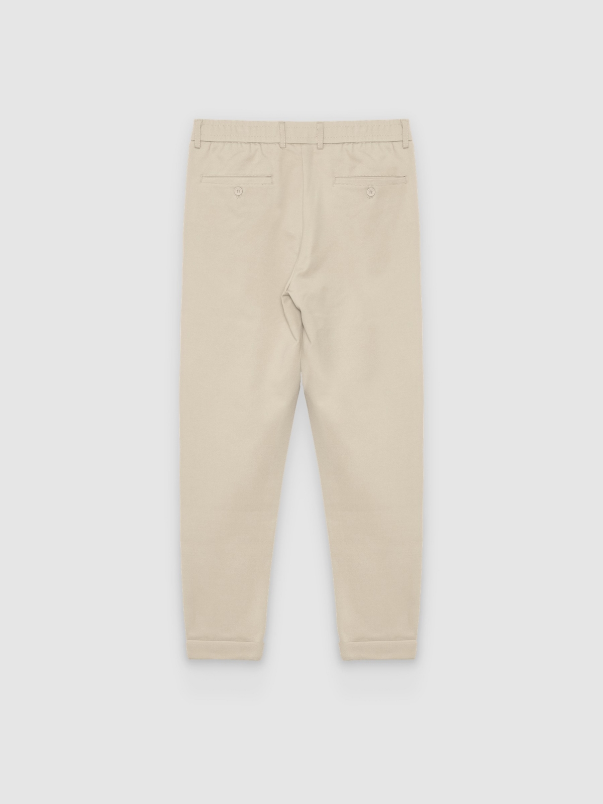 High-waisted slim-fit chinos beige back view