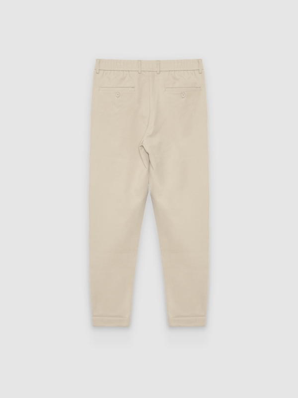 High-waisted slim-fit chinos beige back view