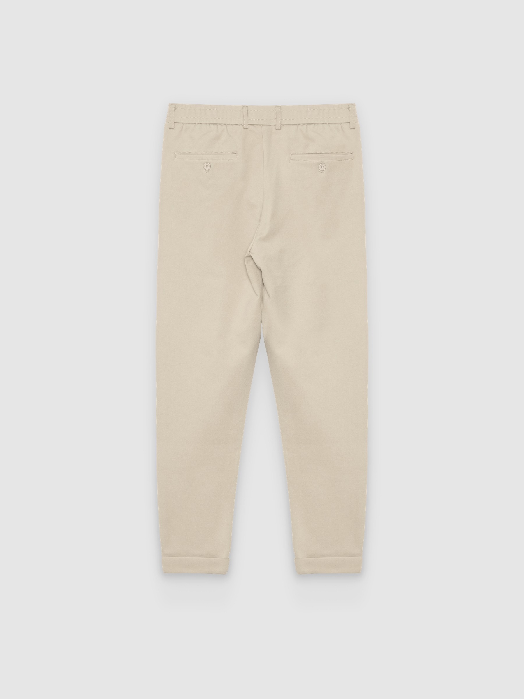  High-waisted slim-fit chinos beige front view